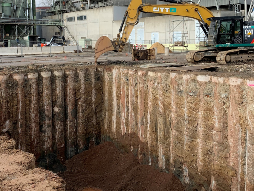 Gründung Klärschlammtrocknungsanlage Verdrängungsbohrpfähle