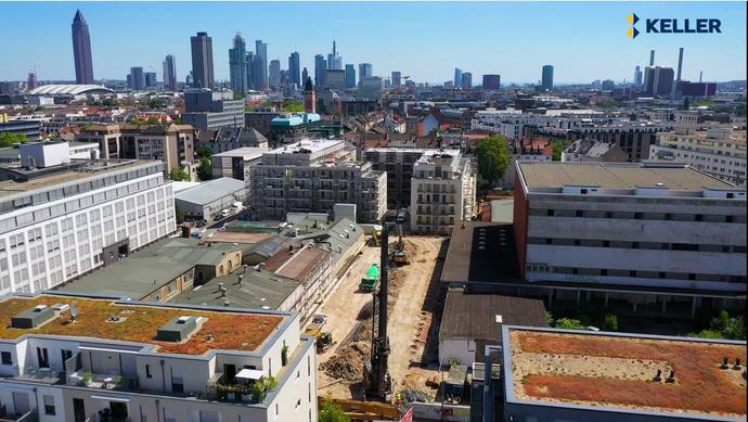 Bohrpfahlwände für Baugrube in der Innenstadt