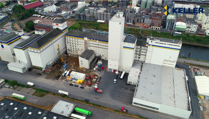 Bohrpfähle CFA für die Plange Mühle in Neuss