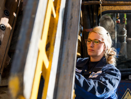 Female Keller engineer working on a rig at Renchen in Germany